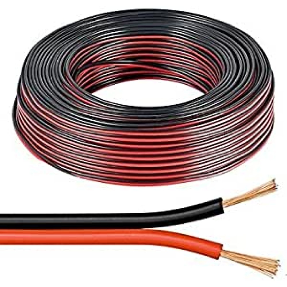 electrosmart 5m 10m 20m 25m 50m 100m Red/Black 2 x 0.50mm Speaker Cable Ideal for Car Audio